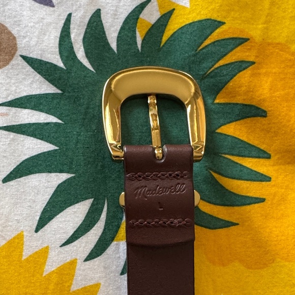 Madewell Studded Western Belt in Soft Mahogany. Gold-Accents. Women Size L. - Picture 4 of 10